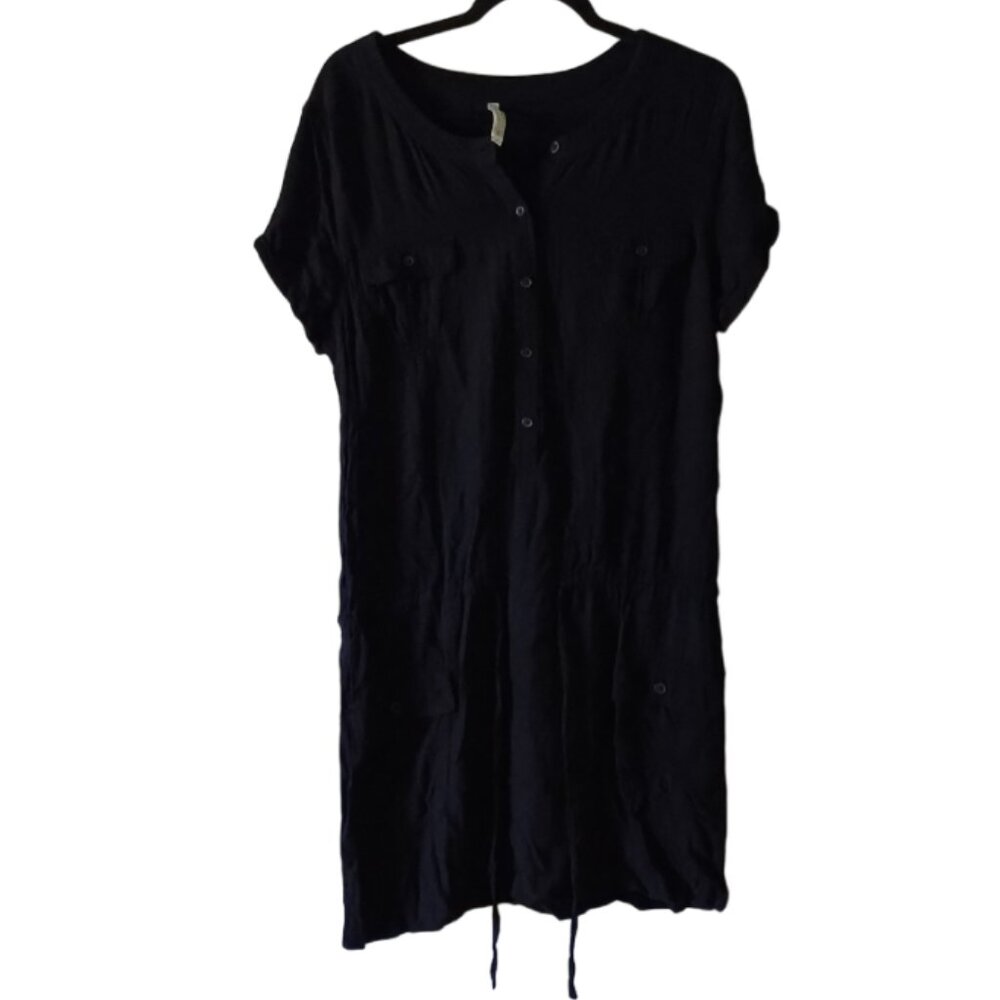 Old Navy Black Shirt Dress with Draw String, Women's Size Large